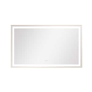 60 in. W x 36 in. H Large Rectangular Framed LED Light Anti-Fog Wall Bathroom Vanity Mirror in Gold