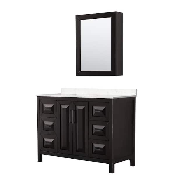 Wyndham Collection Daria 48 in. W x 22 in. D x 35.75 in. H Single Bath Vanity in Dark Espresso with Carrara Cultured Marble Top and Mirror