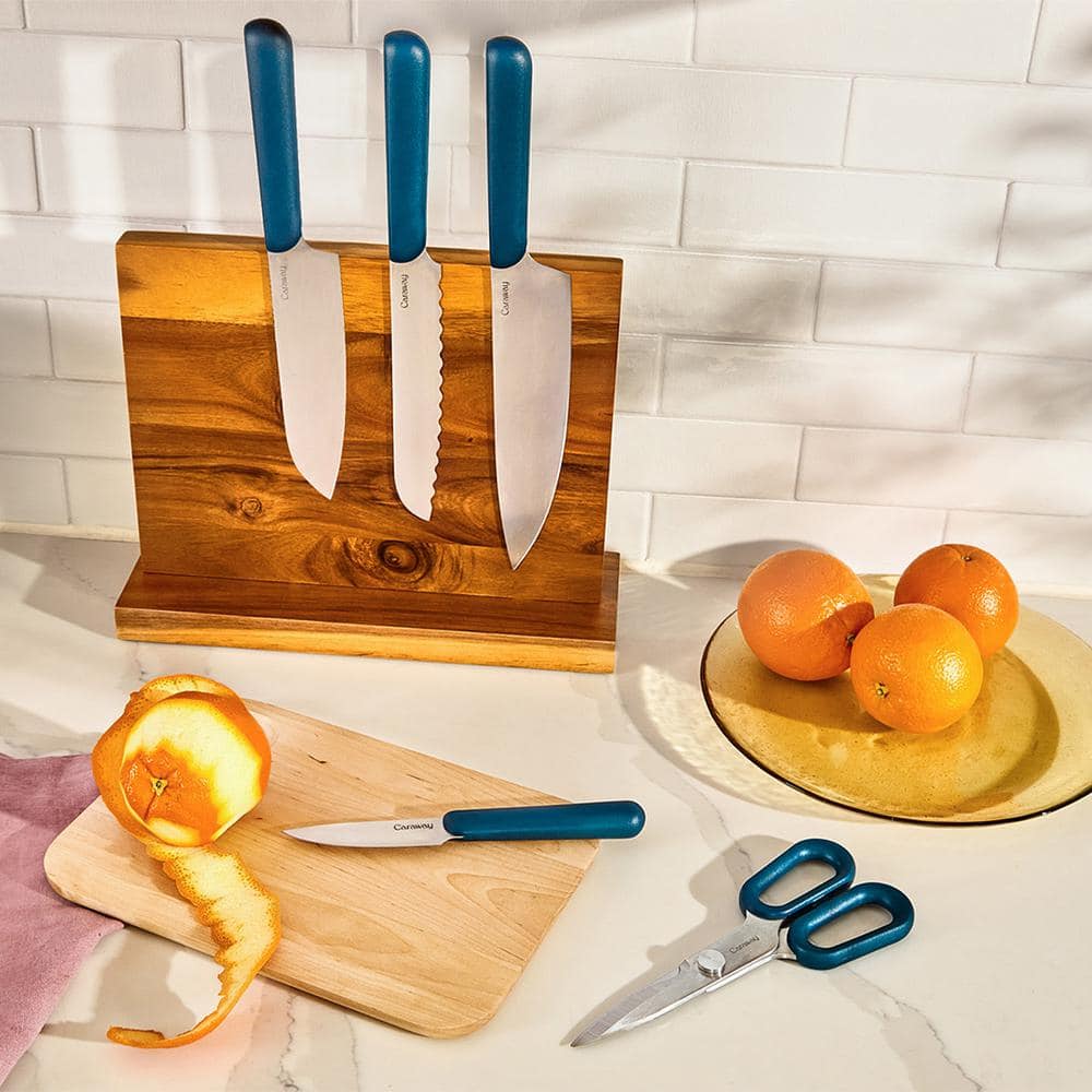 Caraway Home 5pc Knife Set Perracotta: Stainless Steel Blades, Plastic Handles, Includes Shears & Chef Knife, Hand Wash
