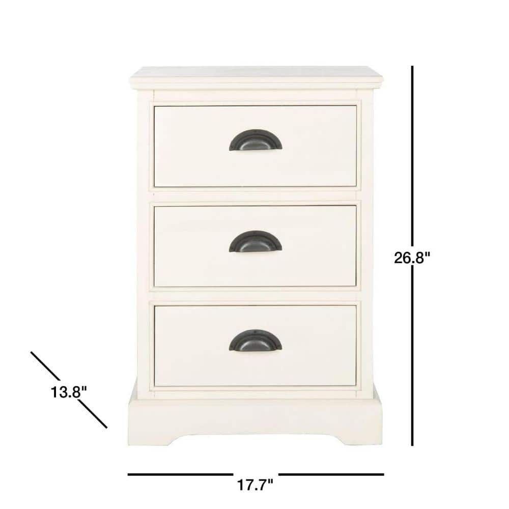 Transitional White Pine 3-Drawer Rectangular Side Table