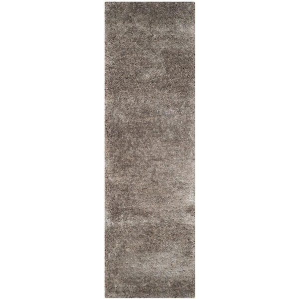 SAFAVIEH South Beach Shag Silver 2 ft. x 8 ft. Solid Runner Rug