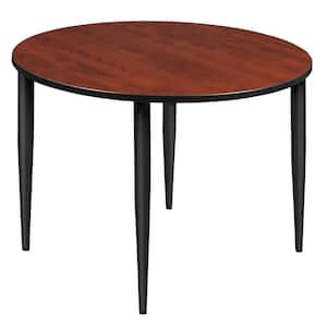 Trueno 48 in. L Round Cherry and Black Wood Tapered Leg Table (Seats-4)