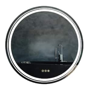 32 in. W x 32 in. H Large Round Frameless Defog Dual Front LED Backlit Wall Mounted Bathroom Vanity Mirror Super Bright