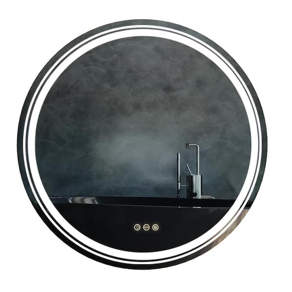 32 in. W x 32 in. H Large Round Frameless Defog Dual Front LED Backlit Wall Mounted Bathroom Vanity Mirror Super Bright