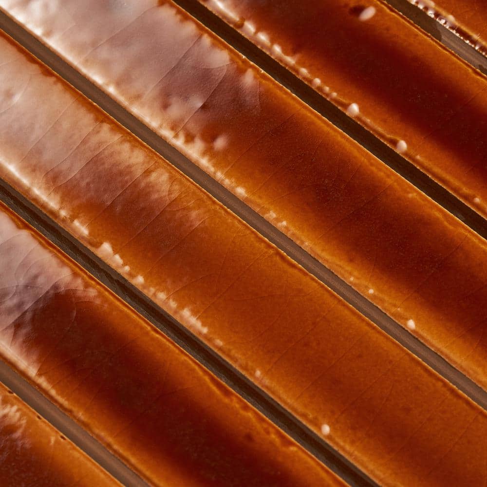 Honey Brown Glossy Ceramic Mosaic Wall Tile Sheet