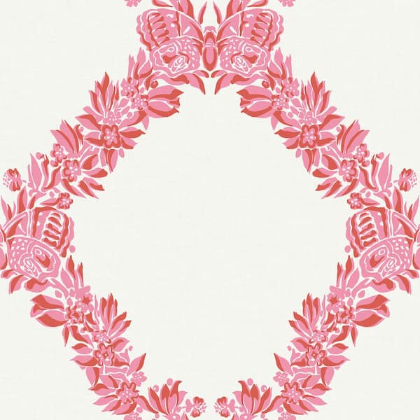 Scalamandre Pink Valentino Wreath Peel and Stick Wallpaper Sample