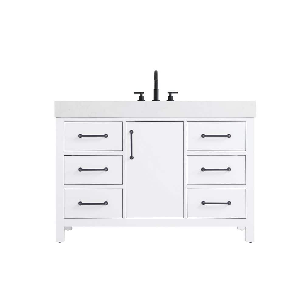 48 in. Single Sink White Bath Vanity with White Engineered Marble Top price history on PriceWatchPro