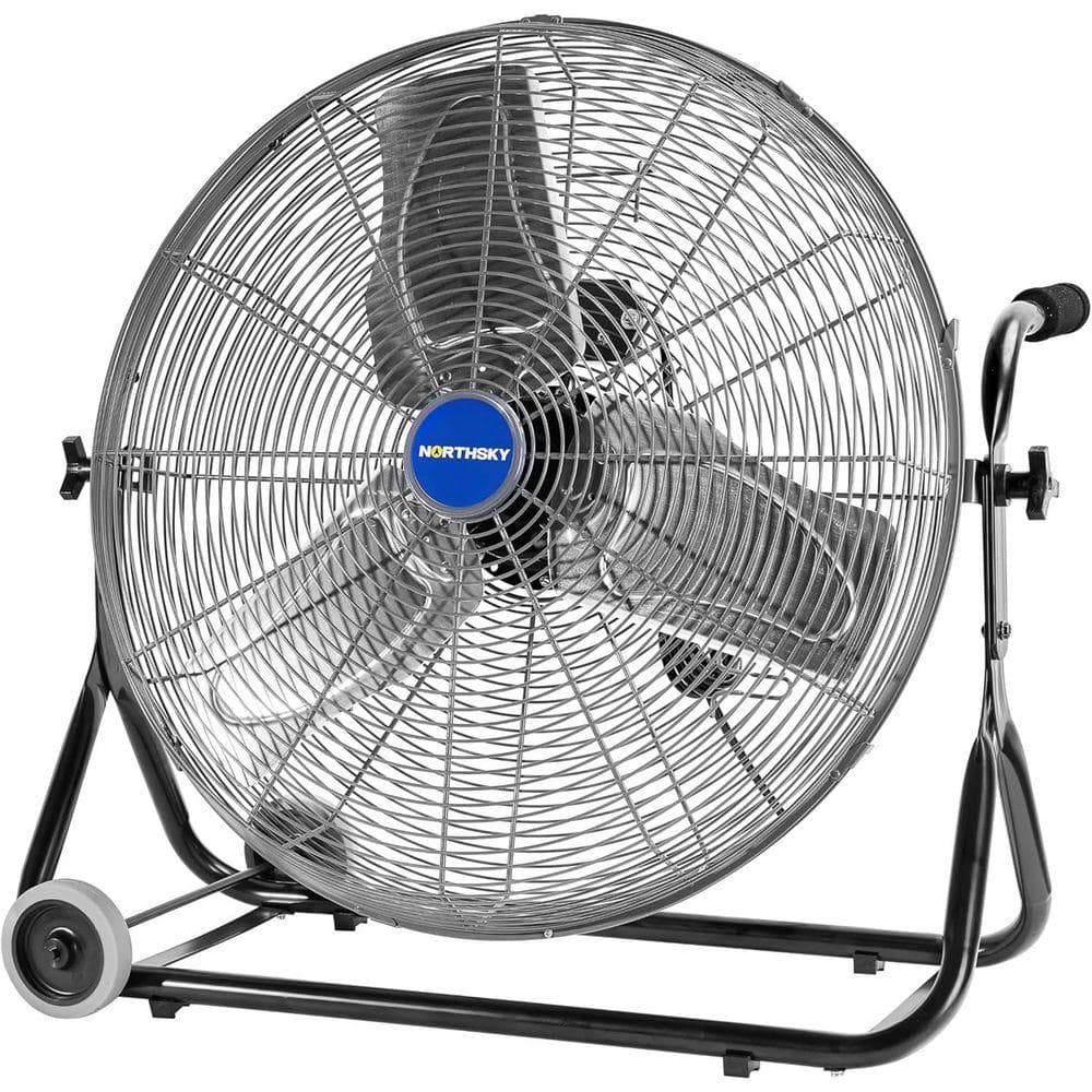 24 in. 3-Speeds Heavy Duty Floor Fan In Black, Max 4,950 CFM, 360° Head Hit, for Manufacture, Construction, Warehousing price history on PriceWatchPro