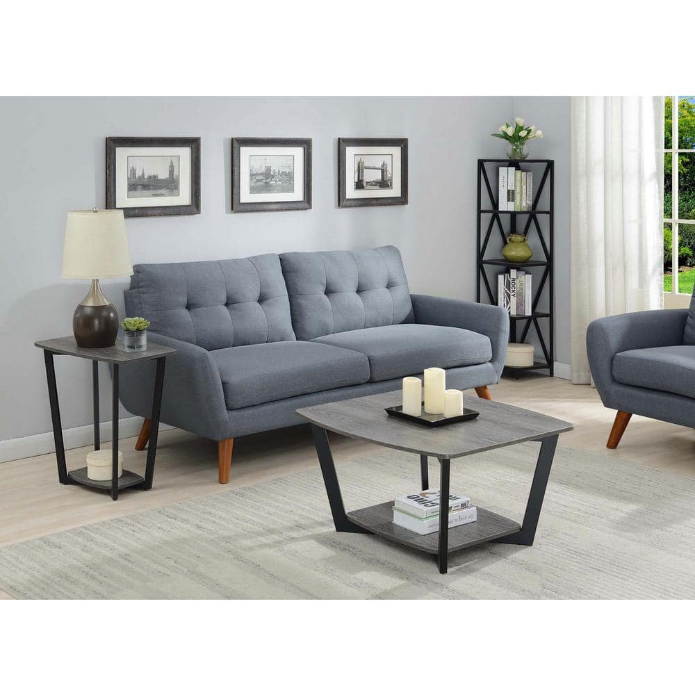Urban Loft 24" Weathered Gray and Black Metal End Table