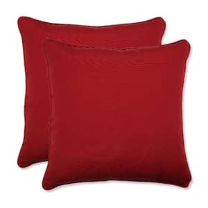 Solid Red Square Outdoor Square Throw Pillow 2-Pack