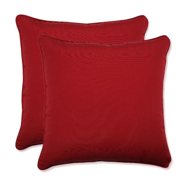 Pillow Perfect Solid Red Square Outdoor Square Throw Pillow 2-Pack