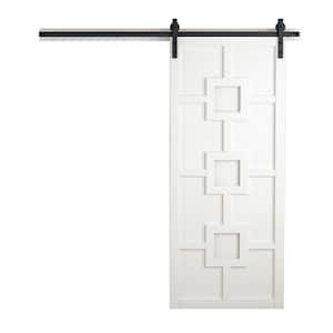 30 in. x 84 in. The Mod Squad Primed Wood Sliding Barn Door with Hardware Kit in Stainless Steel
