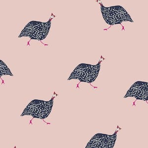 Joules Guinea Fowl Blush Pink Matte Non Woven Removable Paste The Wall Wallpaper Sample