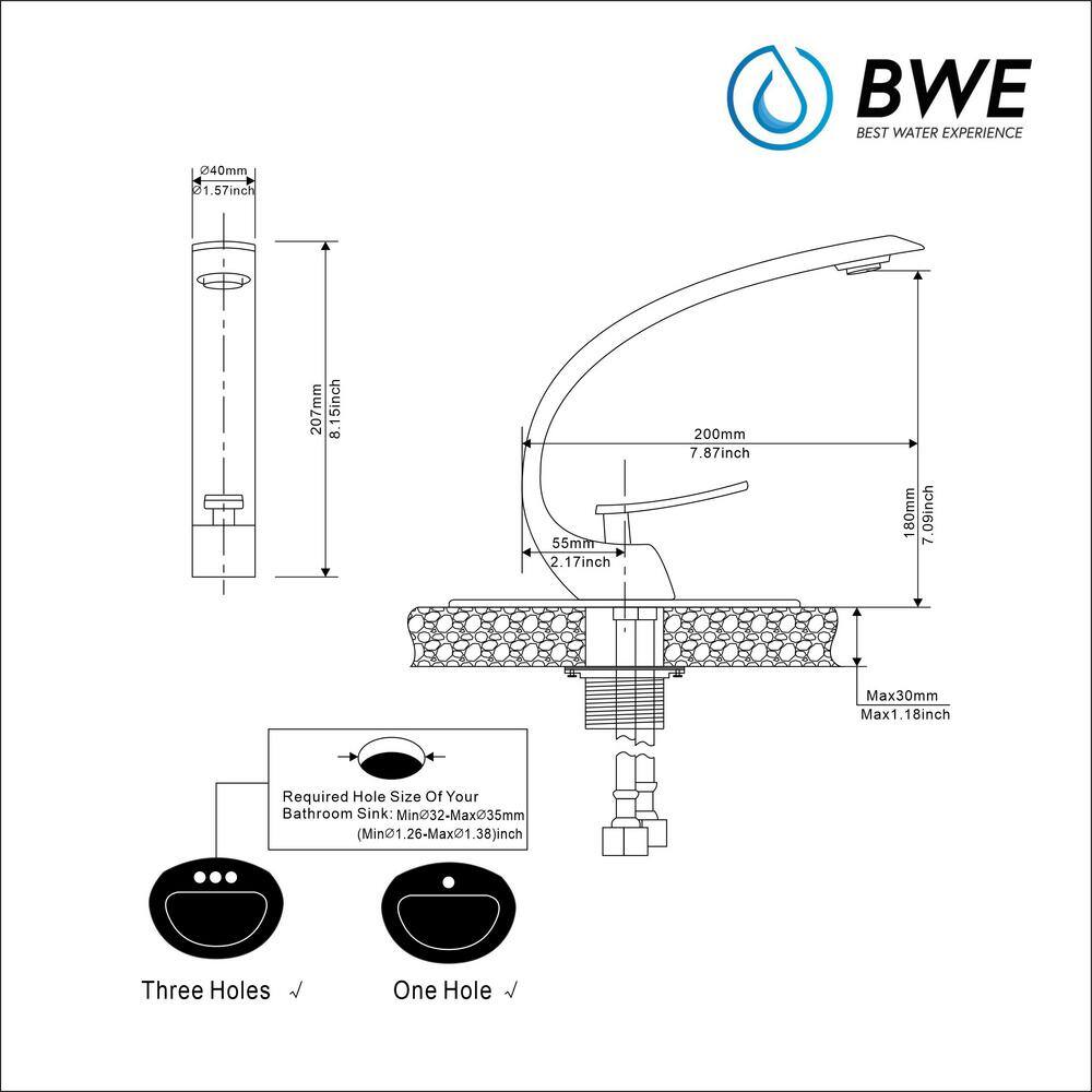 Polished Chrome Single Handle Modern Bathroom Faucet