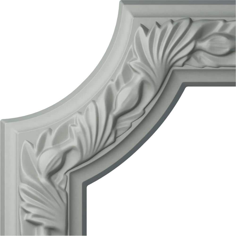 6" White Polyurethane Running Leaf Crown Moulding Corner