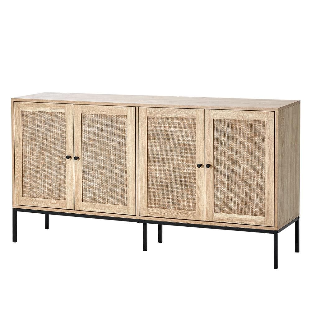Rattan Storage Cabinet, 4 Magnetic Doors, Adjustable Shelves, Sideboard Buffet for Entryway Living Room Kitchen price history on PriceWatchPro