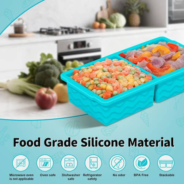 Wudkey 3 Pack Multicolor Silicone Freezer Trays with Lid, 2 Large