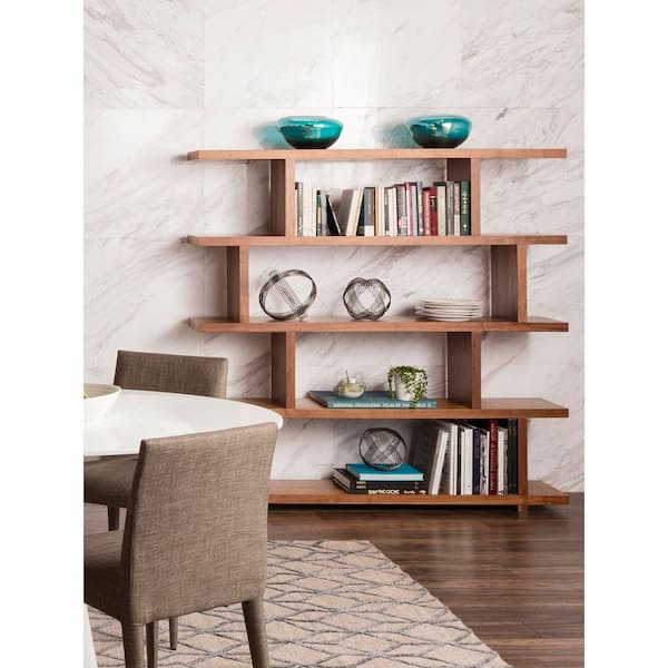 NADAAL STUDIOS Soleil Walnut Brown 63 in. Shelf with Mid