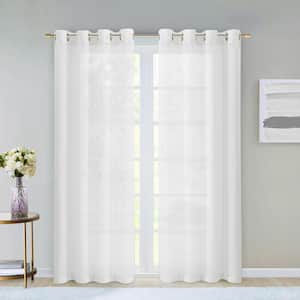 White Solid Grommet Sheer Curtain - 55 in. W x 84 in. L (Set of 2)