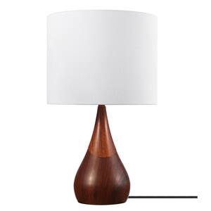 Harrington 20 in. 2-Tone Faux Wood Table Lamp with White Cotton Shade