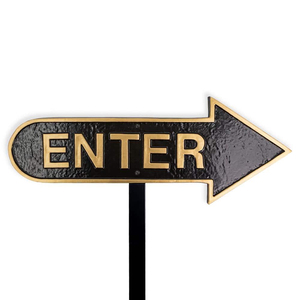 "6"" x 15.5"" Right Arrow Enter Statement Plaque Sign with Lawn Stake-Black/Gold" price history on PriceWatchPro
