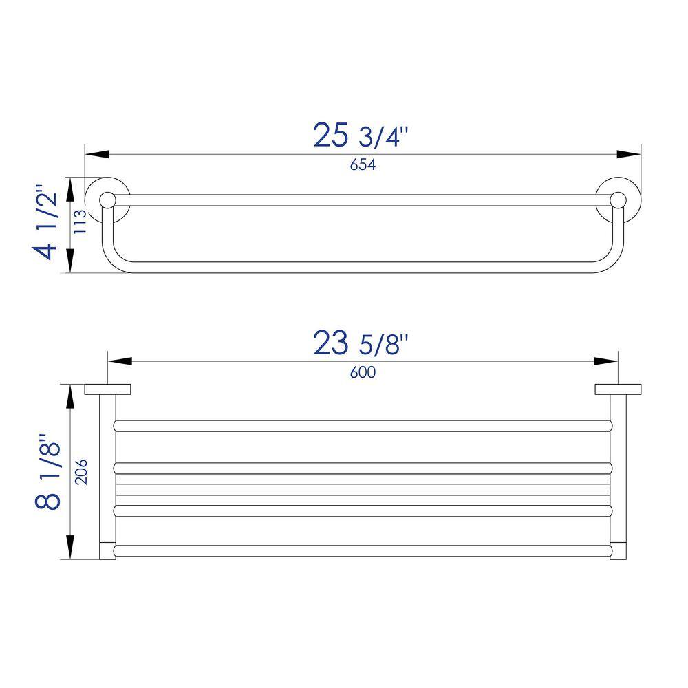 Polished Chrome 26" Wall Mounted Towel Bar and Shelf