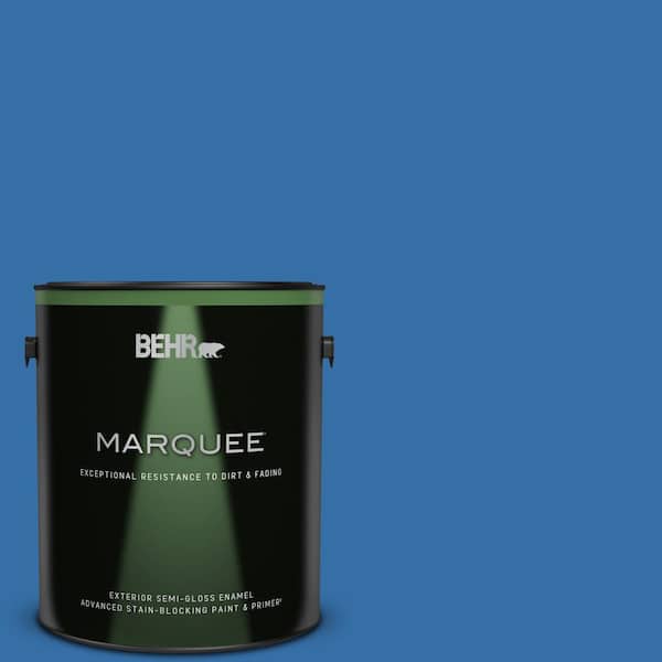 BEHR MARQUEE 1 gal. #P520-6 Mega Blue Semi-Gloss Enamel Exterior Paint & Primer