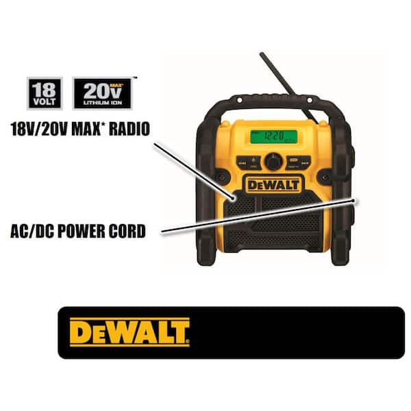 DEWALT 20V MAX Bluetooth Radio, 100 ft Range, Battery and AC Power Cord Included, Portable for Jobsites (DCR025) ＆ 20V MAX Battery, Premium 4.0Ah (DC - 4