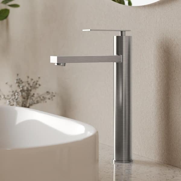 EVERSTEIN 12 in. Height Single Handle Single Hole Bathroom Faucet 1.2 GPM Spot Resistant in Brushed Nickel