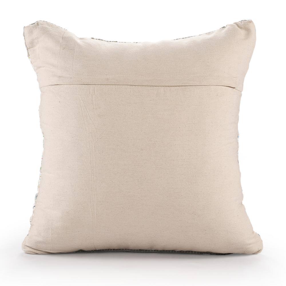 Blue and Multicolor Cotton Textured Square Throw Pillow Set