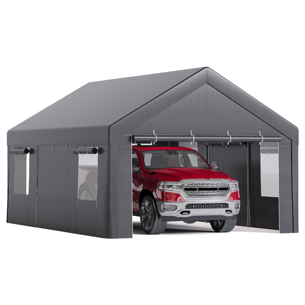 12x20 ft.Gray Outdoor Carport Shelter Canopy Tent with 4 Roll-Up Doors,4 Vent Windows price history on PriceWatchPro