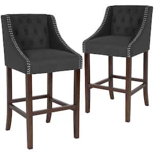 30 in. Charcoal Fabric Bar stool (Set of 2)