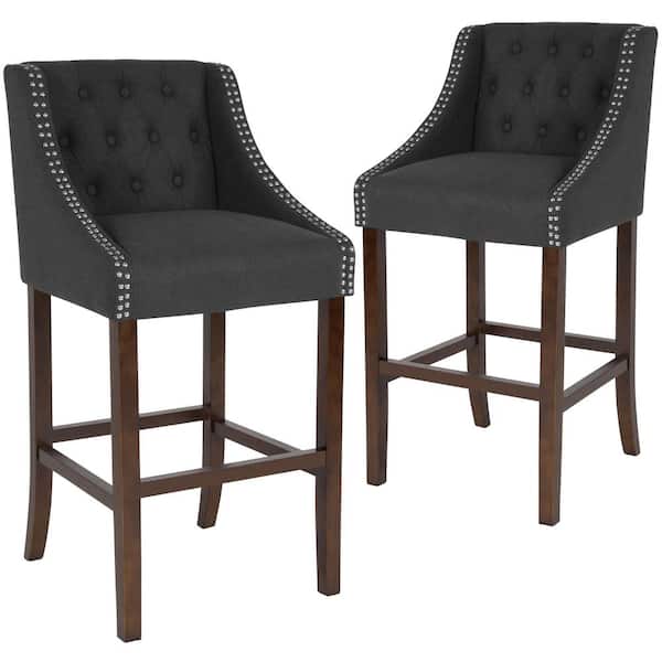 Carnegy Avenue 30 in. Charcoal Fabric Bar stool (Set of 2)