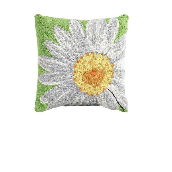 Unbranded Hooked 18 in. Square White Daisy Flower Pillow