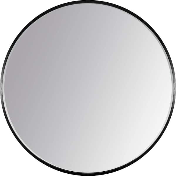 LA PASTICHE Alais 24 in. x 24 in. Classic Round Framed Black Decorative Mirror