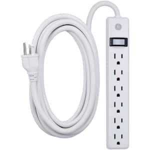 6-Outlet Grounded Power Strip with 12 ft. Long Extension Cord in White