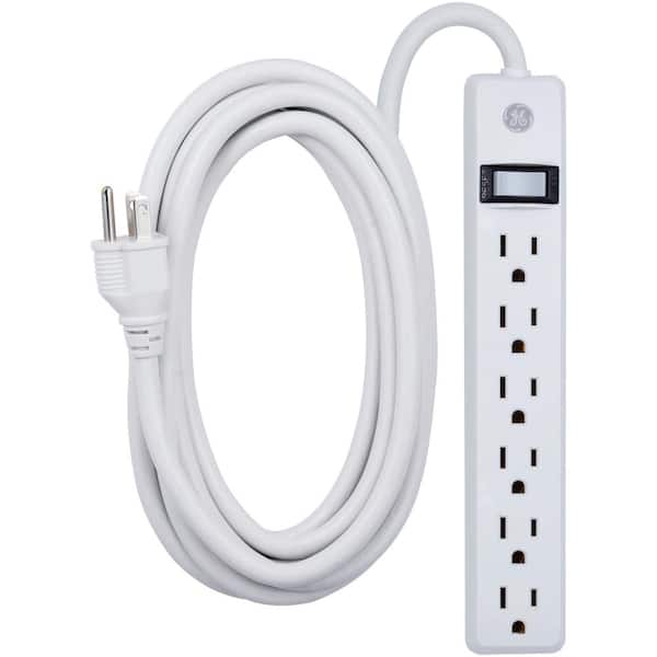 GE 6-Outlet Grounded Power Strip with 12 ft. Long Extension Cord in White