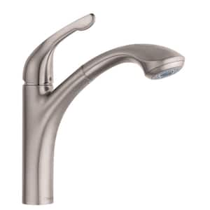 Allegro E Single-Handle Pull-Out Sprayer Kitchen Faucet in Steel Optik