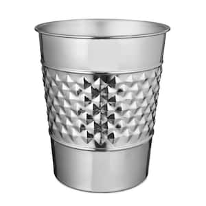Handcrafted Geometric Metal Wastebasket (Nickel Chrome)