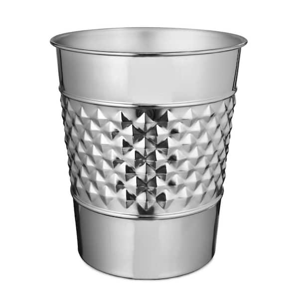Monarch Abode Handcrafted Geometric Metal Wastebasket (Nickel Chrome)
