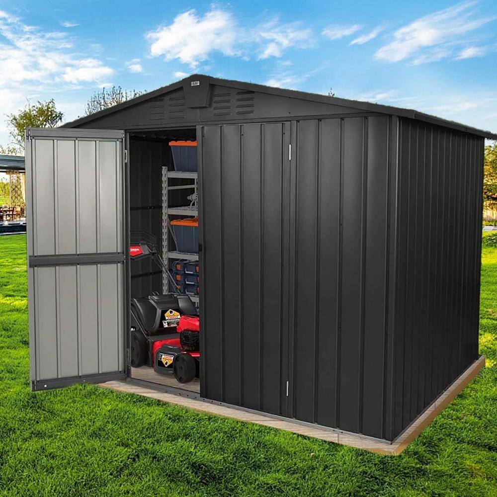 8 Ft. W X 6 Ft. D Outdoor Storage Shed With Lockable Door Metal Shed 