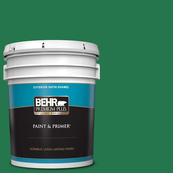 BEHR PREMIUM PLUS 5 gal. #460B-7 Pine Grove Satin Enamel Exterior Paint & Primer