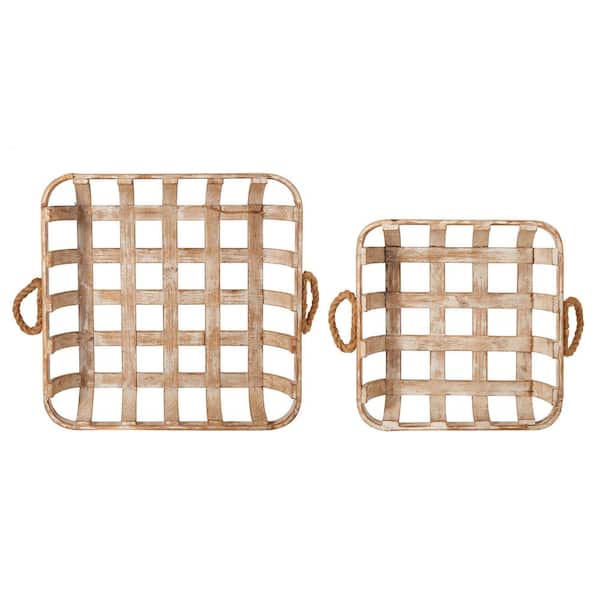 Elements Set of 2-Woven Wood Wall Baskets