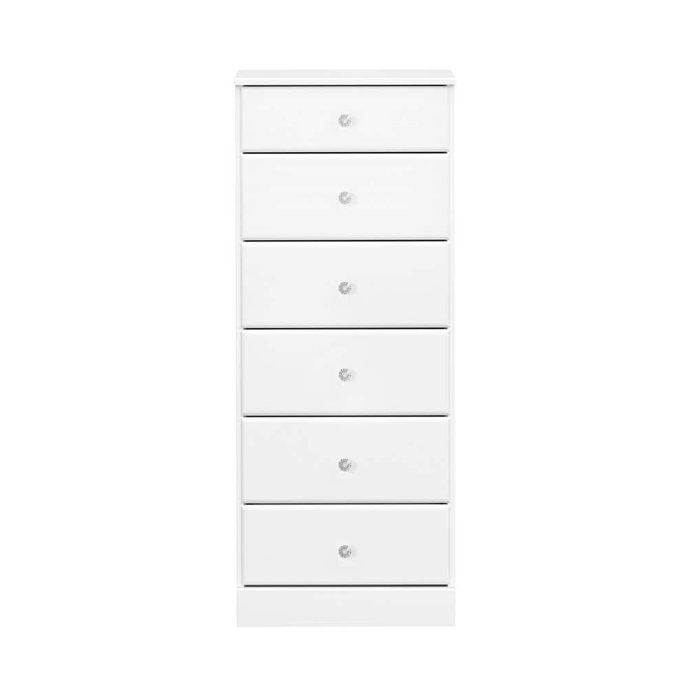 Astrid Crystal White 6-Drawer Contemporary Tall Chest