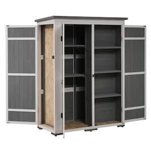4 ft. W x 2 ft. D Outdoor Wood Shed with Waterproof Roof, 4 Lockable Doors, Multiple-tier Shelves (22 sq. ft.)