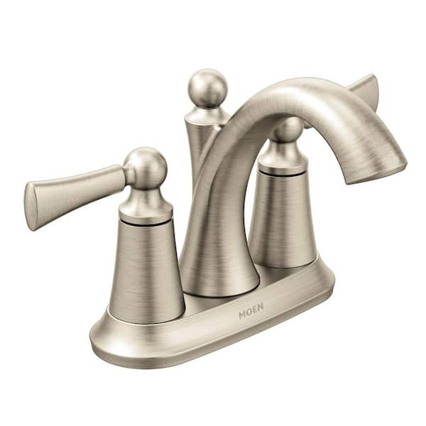 Wynford 4 in. Centerset 2-Handle Bathroom Sink Faucet with Valve Included in Brushed Nickel