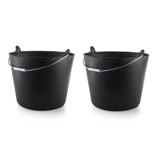 2 pack 5. 75G Flexible Plastic Tub with Handle Ideal for construction, masonry, tile work, gardening and janitorial jobs