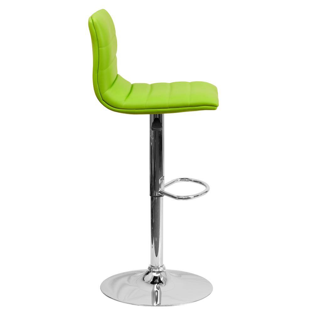 Modern Green Vinyl Adjustable Swivel Bar Stool with Chrome Base