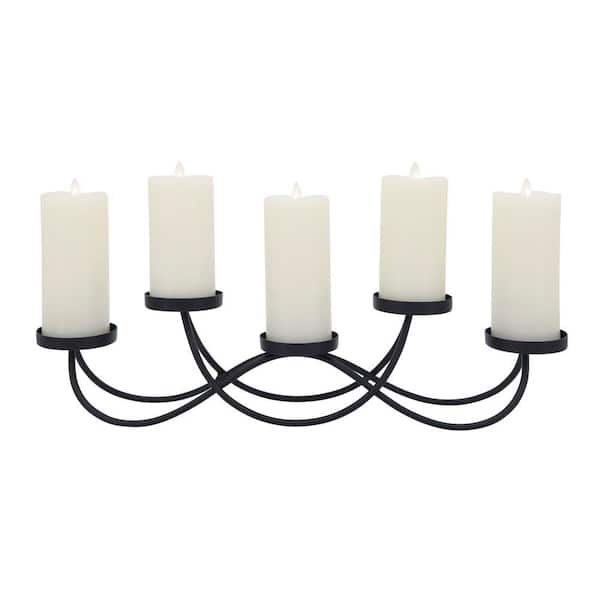 Black 6 in. Metal 5-Cup Multi-Tier Pillar Candle Holder
