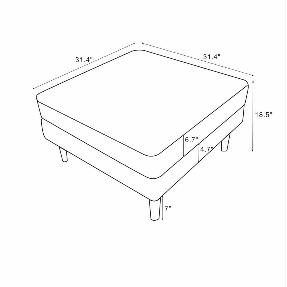 Teal Velvet Mid-Century Modern Square Ottoman with Walnut Legs